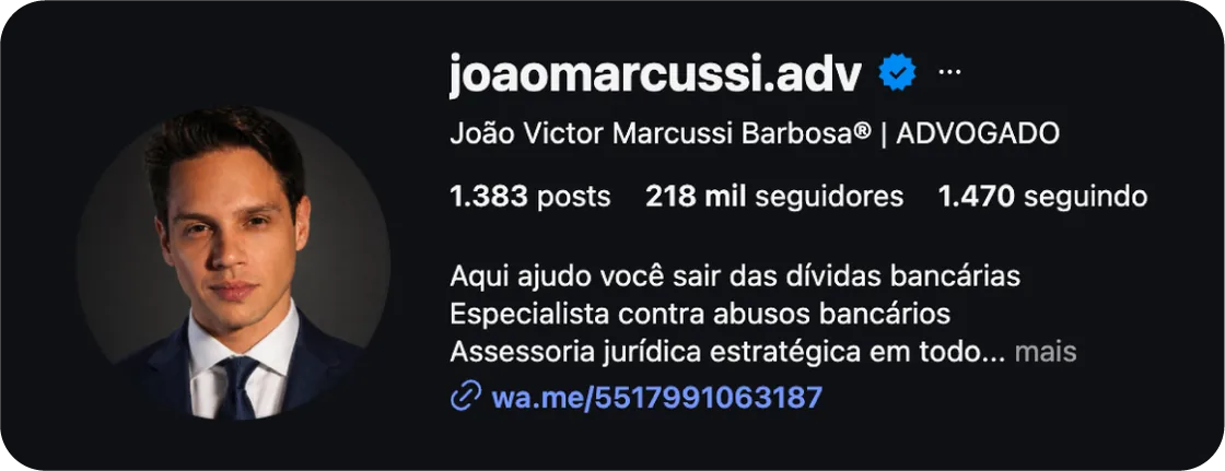 Perfil no Instagram de João Victor Marcussi