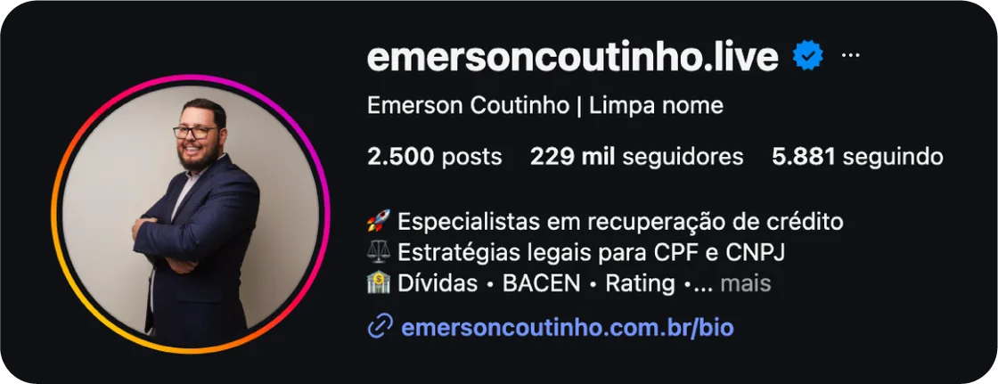 Perfil no Instagram de Emerson Coutinho