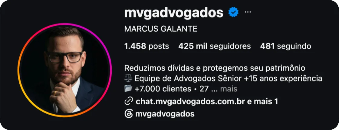 Perfil no Instagram de Marcus Galante